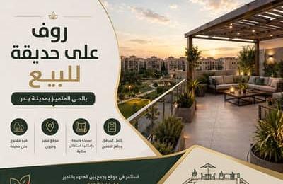 روف 220م للبيع على حديقة بالحي المتميز بمدينة بدر
